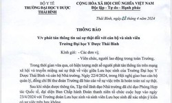 Đại học Y Dược Th&#225;i B&#236;nh th&#244;ng tin về vụ lưu học sinh  c&#243; quan hệ t&#236;nh cảm với c&#225;n bộ nh&#224; trường