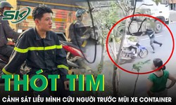 Thót tim clip chiến sĩ PCCC liều mình cứu học sinh ngay trước mũi xe container mất phanh