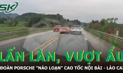 Đo&#224;n xe Porsche lấn l&#224;n, vượt ẩu như phim h&#224;nh động tr&#234;n cao tốc Nội B&#224;i - L&#224;o Cai