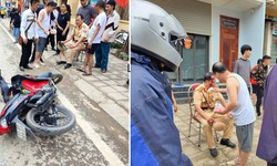 Thiếu ni&#234;n 16 tuổi bỏ chạy, lạng l&#225;ch đ&#226;m trực diện khiến Thiếu t&#225; CSGT nhập viện