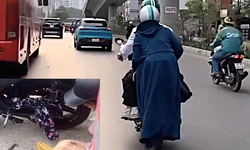 &#193;o chống nắng cuốn v&#224;o b&#225;nh xe: Coi chừng tai nạn chết người