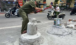 Ph&#225; dỡ trụ b&#234; t&#244;ng trước chung cư Lilama: Chưa r&#245; người vi phạm, kh&#243; xử l&#253; dứt điểm