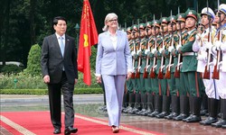 Chủ tịch nước Lương Cường chủ tr&#236; lễ đ&#243;n cấp Nh&#224; nước To&#224;n quyền Australia