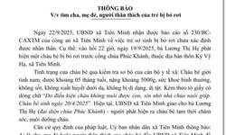 B&#233; trai 5 th&#225;ng tuổi bị bỏ rơi trong đ&#234;m c&#249;ng tờ giấy &#39;nhờ nh&#224; ch&#249;a nu&#244;i gi&#250;p&#39;