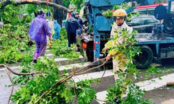 C&#244;ng an H&#224; Nội lập chốt kiểm so&#225;t, hỗ trợ d&#226;n ph&#242;ng chống b&#227;o Ragasa