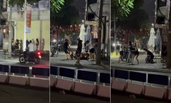 Nhóm nam nữ lao vào hỗn chiến giữa đêm, náo loạn ngã tư chợ Ngọc Thụy