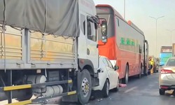 Va chạm liên hoàn giữa 7 ô tô trên Quốc lộ 1