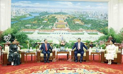 Tổng Bí thư, Chủ tịch nước Tô Lâm và Phu nhân cùng Tổng Bí thư, Chủ tịch nước Tập Cận Bình và Phu nhân dự tiệc trà