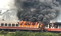 Thông tin vụ tàu hỏa bốc cháy 2 toa chở khách