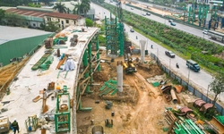 Sau gần 1 năm, nút giao nghìn tỷ Vành đai 3,5 - Đại lộ Thăng Long rõ hình hài