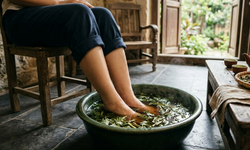 5 lợi ích của việc ngâm chân nước ngải cứu