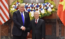 Tổng B&#237; thư, Chủ tịch nước Nguyễn Ph&#250; Trọng  hội đ&#224;m với Tổng thống Mỹ Donald Trump