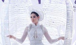 Kh&#225;nh V&#226;n tr&#236;nh diễn K&#233;n Em, quảng b&#225; ng&#224;nh dệt may Việt Nam tại Miss Universe