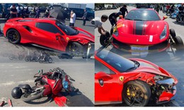 Siêu xe Ferrari phóng nhanh quanh sân vận động Mỹ Đình trước khi gây tai nạn