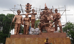 Mục sở thị tượng đài ‘2 trong 1’ về chiến sĩ CSGT và PCCC ở Hà Nội sắp hoàn thiện