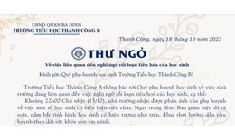 Trường tiểu học Thành Công B xin lỗi sau vụ nhiều học sinh bị nôn ói, đau bụng