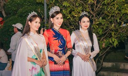 Hoa hậu Lương Thị Thùy Dung gây ấn tượng trong tà áo dài tại Lễ hội Tết cổ truyền Bunpimay