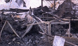 Cảnh hoang tàn sau vụ cháy chợ tự phát khiến nhiều ki ốt và ô tô bị thiêu rụi