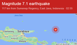 Động đất mạnh l&#224;m rung chuyển Biển Bali của Indonesia
