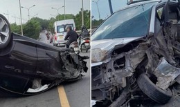 Hai ô tô va chạm mạnh trên đường gom Võ Nguyên Giáp