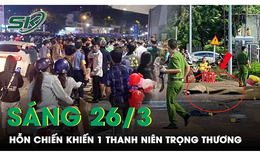 S&#225;ng 26/3: Hỗn chiến kinh ho&#224;ng trước cổng c&#244;ng ty gi&#224;y da, một thanh ni&#234;n bị tấn c&#244;ng trọng thương