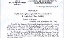 Đại học Y Dược Th&#225;i B&#236;nh th&#244;ng tin về vụ lưu học sinh  c&#243; quan hệ t&#236;nh cảm với c&#225;n bộ nh&#224; trường