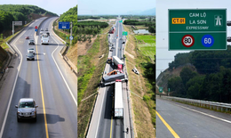 Nguy hiểm r&#236;nh rập tr&#234;n cao tốc Cam Lộ - La Sơn: Mặt đường trơn l&#245;m, gia s&#250;c đi v&#224;o