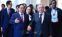 Thủ tướng Phạm Minh Ch&#237;nh v&#224; Tổng Thư k&#253; Li&#234;n hợp quốc dự Họp b&#225;o Lễ mở k&#253; C&#244;ng ước H&#224; Nội