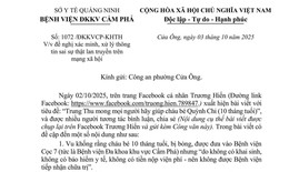 BVĐK khu vực Cẩm Phả n&#243;i g&#236; về  th&#244;ng tin &#39;từ chối tiếp nhận bệnh nhi v&#236; kh&#244;ng c&#243; giấy tờ v&#224; tiền viện ph&#237;&#39;?