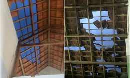 Quãng Ngãi: Lốc xoáy cuốn tốc mái nhà người dân, nhiều cây cối gãy đổ