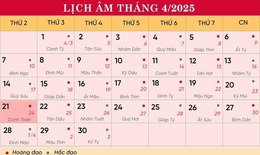 Lịch âm 21/4 - Âm lịch hôm nay 21/4 - Lịch vạn niên ngày 21/4/2025