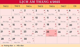 Lịch âm 25/4 - Âm lịch hôm nay 25/4 - Lịch vạn niên ngày 25/4/2025