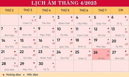 Lịch âm 26/4 - Âm lịch hôm nay 26/4 - Lịch vạn niên ngày 26/4/2025