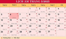 Lịch âm 6/5 - Âm lịch hôm nay 6/5 - Lịch vạn niên ngày 6/5/2025