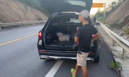 Xử lý tài xế dừng ô tô trên cao tốc để đi câu cá