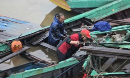 Ngư dân đau xót nhìn thuyền chìm sau bão