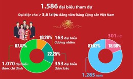 Đại hội Đảng XIV: Số liệu về các đại biểu, khách mời dự Đại hội