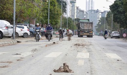 Hà Nội: Xe tải làm rơi đất trên đường, CSGT truy tận công trường xử lý