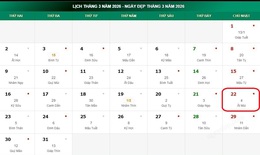 Lịch âm hôm nay 22/3 - Âm lịch 22/3 - Lịch vạn niên ngày 22/3/2026