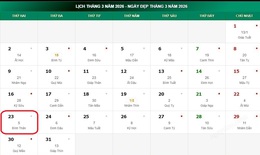 Lịch âm hôm nay 23/3 - Âm lịch 23/3 - Lịch vạn niên ngày 23/3/2026