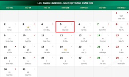 Lịch âm 5/3 - Âm lịch hôm nay 5/3 - Lịch vạn niên ngày 5/3/2026