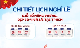 [Infographic] Chi tiết lịch nghỉ lễ Giỗ Tổ Hùng Vương, dịp 30/4 và 1/5 ở TPHCM