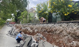 Thông tin mới vụ tuyến đường trước nhà dân ở Quảng Trị bỗng sụt lún hơn 2m