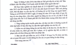 Bộ Y tế đề nghị ngành y tế TPHCM làm rõ phản ánh bác sĩ quát bệnh nhân