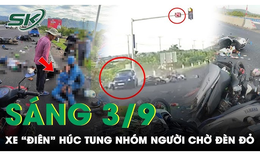 Hiện trường &#39;xe đi&#234;n&#39; t&#244;ng h&#224;ng loạt xe m&#225;y chờ đ&#232;n đỏ tr&#234;n Quốc lộ 1