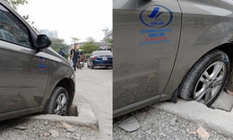 Hà Nội: Hàng loạt ô tô 'sập bẫy' khi đi qua Dự án D20 Cầu Giấy