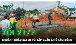 Tối 21/7: Khoảnh khắc mảng đồi bất ngờ sụp lở v&#249;i lấp qu&#225;n ăn ở L&#226;m Đồng khiến 2 người mắc kẹt