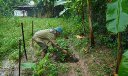 Xuất hiện hố sụt s&#225;t nh&#224; d&#226;n sau đợt mưa lớn