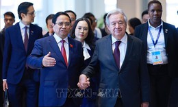 Thủ tướng Phạm Minh Chính và Tổng Thư ký Liên hợp quốc dự Họp báo Lễ mở ký Công ước Hà Nội