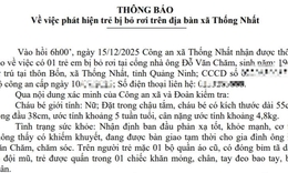 Bé gái sơ sinh đặt trong chậu tắm bị bỏ rơi trước cổng nhà dân